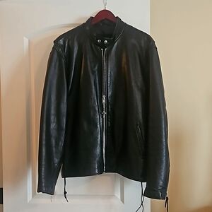Mens leather motorcycle jacket